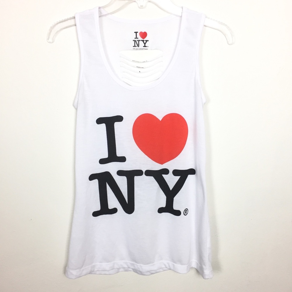 I LOVE NY Boho Shredded Tank Top 90s New York L